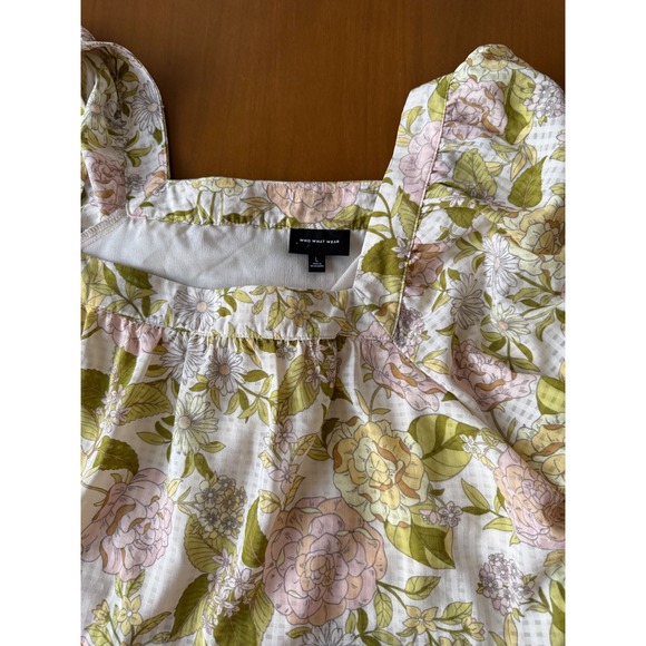 WhoWhatWear Womens Floral Print Tiered Dress Square Neck Long Sleeve Cottagecore - Picture 4 of 6